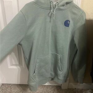 Carhartt Mint Green Pullover Hoodie with Small Blue Logo